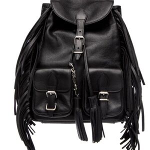 Saint Laurent Black Backpack with Fringe